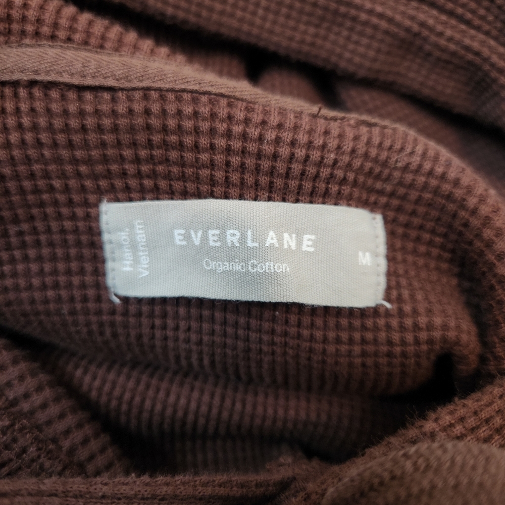 Everlane The Waffle-Knit Hoodie In Coffee Brown Size Medium - Picture 4 of 6